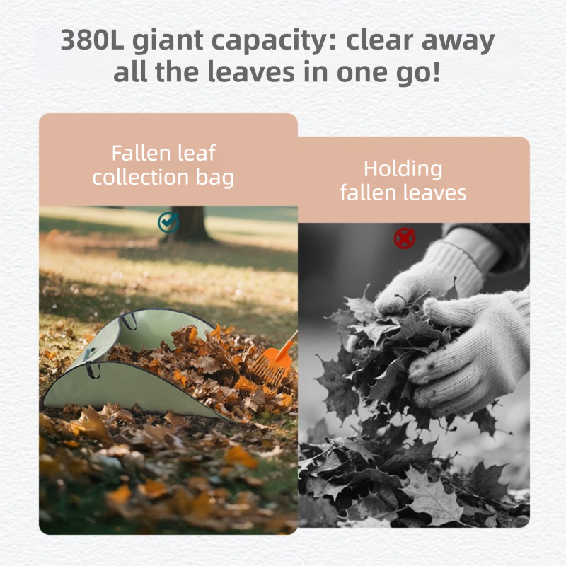 Dark Green 380L Ultra-Large Collapsible Leaf Collection Bag - Lightweight & Durable Oxford Cloth Instant Pop-Up Garden Waste Bin - Image 3