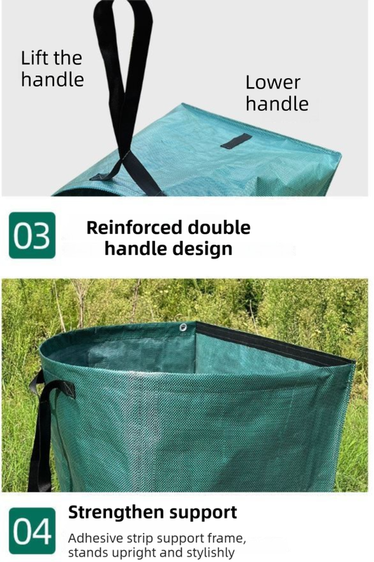 53 Gallon Self-StandingGarden Dustpan Bag with Dual Handles - Heavy-Duty Semi-Circular Leaf & Waste Collector - Image 4