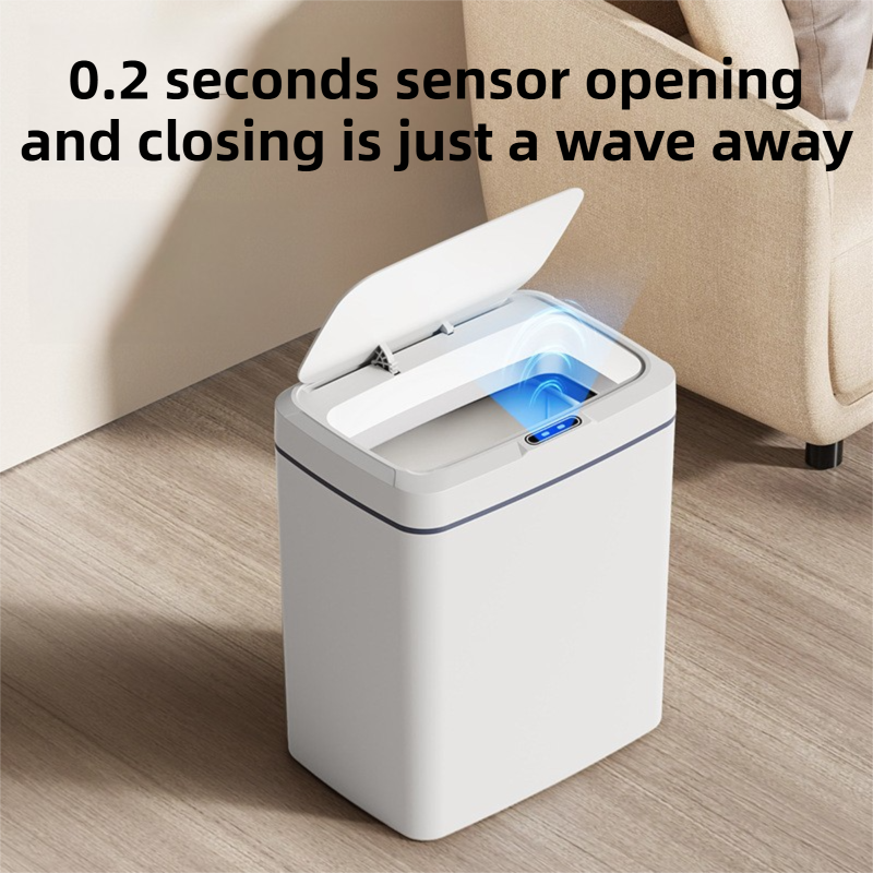 Black Intelligent Dual-Sensor Trash Can (Hand-Wave & Knee-Bend) - Slim-Fit Touchless Battery-Powered Bin for Bathroom & Kitchen - Image 2