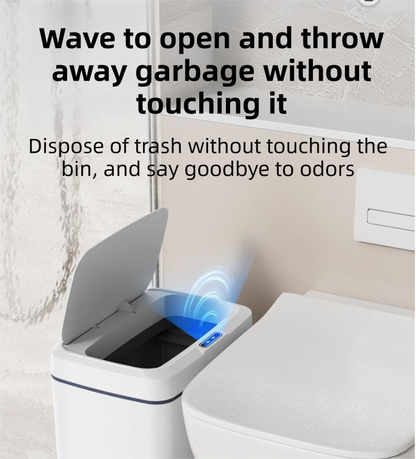 Black Intelligent Dual-Sensor Trash Can (Hand-Wave & Knee-Bend) - Slim-Fit Touchless Battery-Powered Bin for Bathroom & Kitchen - Image 3