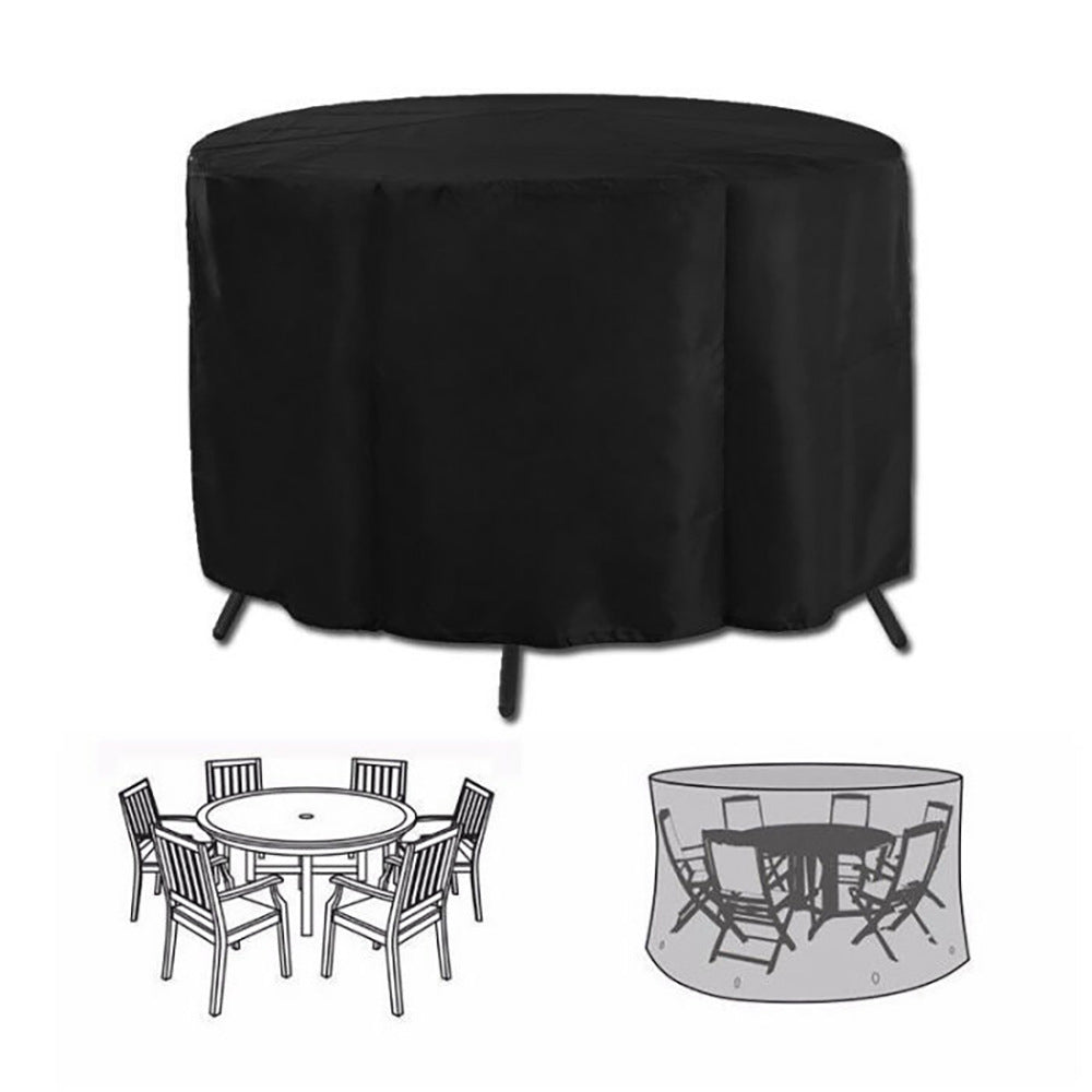 Heavy Duty Oxford Outdoor Furniture Protector Set - Waterproof & Dustproof Round Dining Table(185x110cm) and Lounge Chair Cover(64x64x70x120cm) Bundle - Image 2