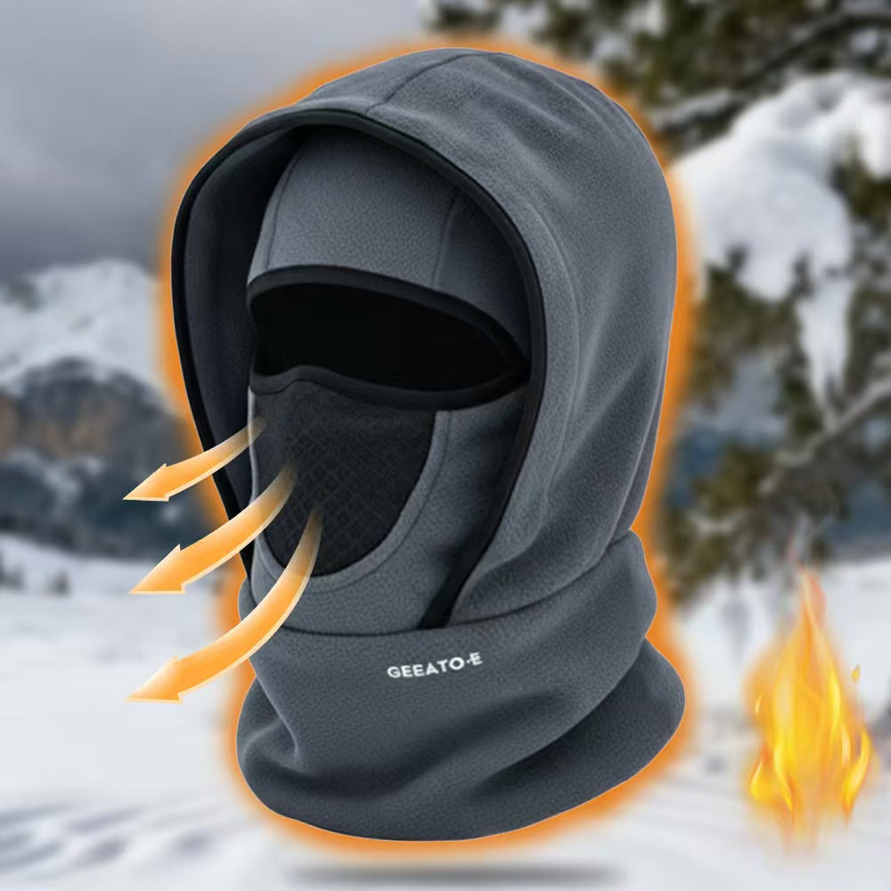 Windproof Thermal Rider Protection Set - 2 Pack Faux Rabbit Fur Knee Braces & Grey Fleece Balaclava Hood Outdoor Sports Warmth Bundle - Image 2