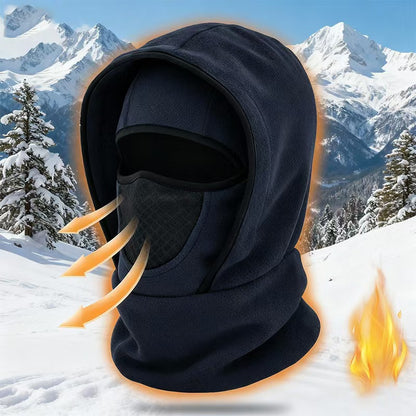 Windproof Thermal Rider Protection Set - 2 Pack Faux Rabbit Fur Knee Braces & Dark Blue Fleece Balaclava Hood Outdoor Sports Warmth Bundle - Image 2
