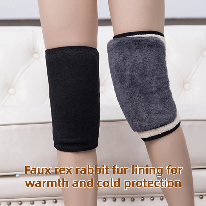 2-Pack Black and Grey Windproof Thermal Knee Braces with Straps - Dual-Layer Thermal & High Elasticity Knee Warmers for Cycling & Outdoor - Image 2