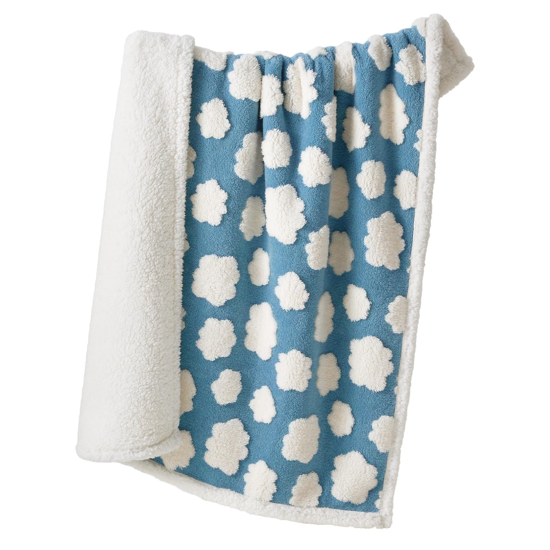 75 x 100 CM Waterproof Soft Sherpa Fleece Pet Blanket (Blue Sky & Clouds) - Reversible Thickened Furniture Protector for Dogs & Cats - Image 2