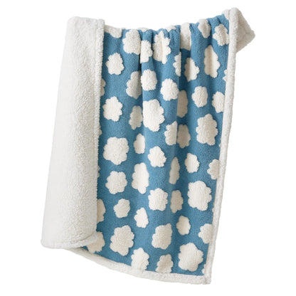 75 x 100 CM Waterproof Soft Sherpa Fleece Pet Blanket (Blue Sky & Clouds) - Reversible Thickened Furniture Protector for Dogs & Cats - Image 2