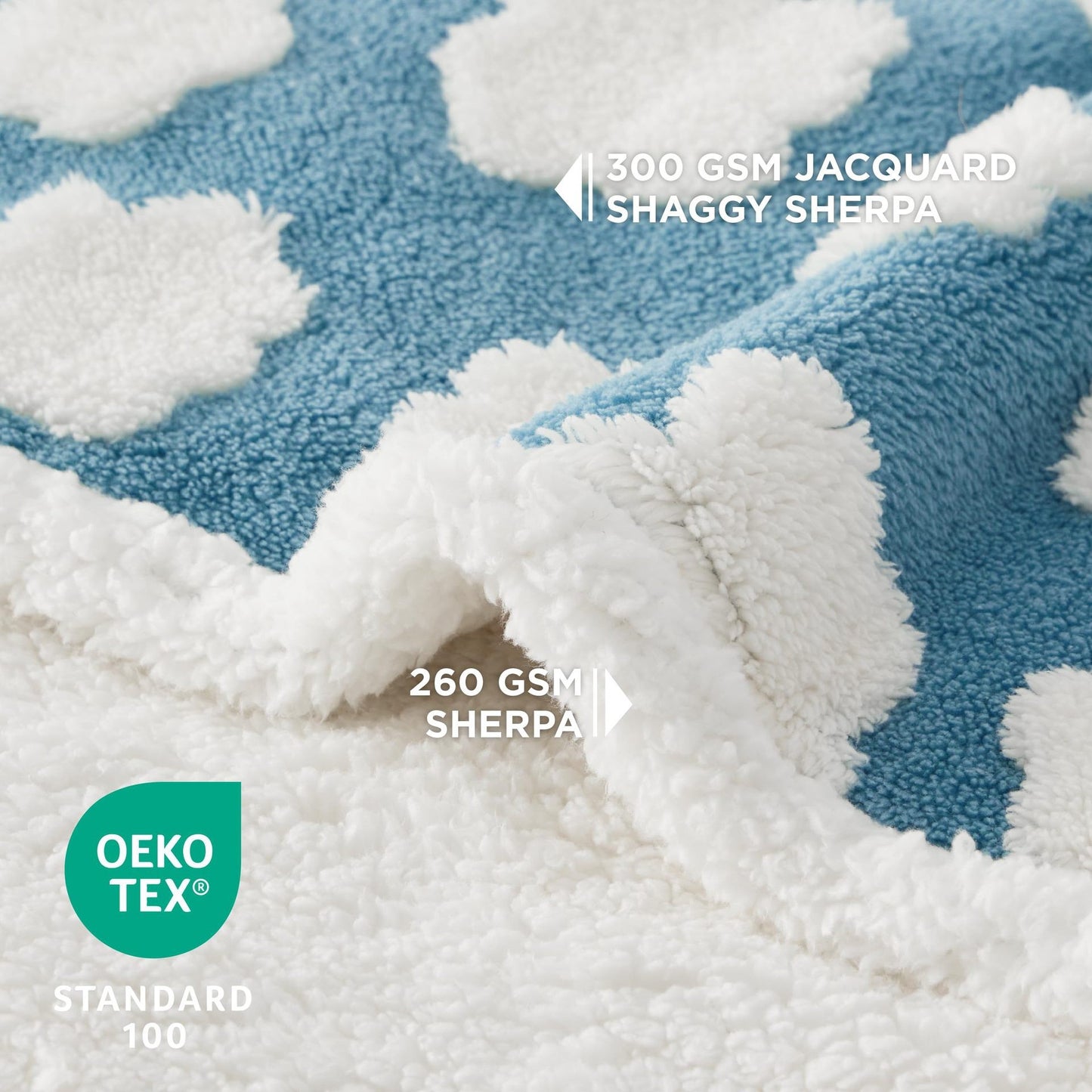 75 x 100 CM Waterproof Soft Sherpa Fleece Pet Blanket (Green Floral) - Reversible Thickened Furniture Protector for Dogs & Cats - Image 2