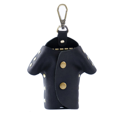 Black Genuine Crazy Horse Leather Key Case Creative Jacket Shape Holder Vintage Cowhide Pouch for Car Fob & House Keys Brown