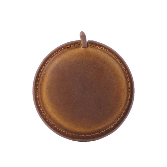 Brown Handmade Crazy Horse Leather Retractable Tape Measure Keychain Dual Sided Scale 150cm/60" Mini Pocket Ruler for Sewing & Body Measuring