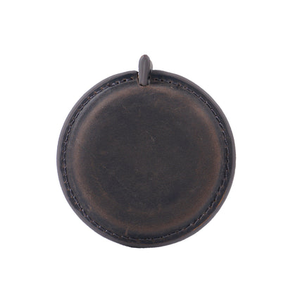 Coffee Handmade Crazy Horse Leather Retractable Tape Measure Keychain Dual Sided Scale 150cm/60" Mini Pocket Ruler for Sewing & Body Measuring