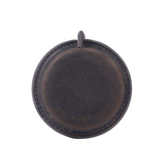 Coffee Handmade Crazy Horse Leather Retractable Tape Measure Keychain Dual Sided Scale 150cm/60" Mini Pocket Ruler for Sewing & Body Measuring
