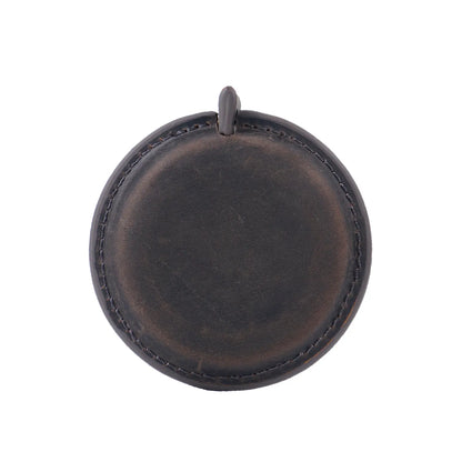 Coffee Handmade Crazy Horse Leather Retractable Tape Measure Keychain Dual Sided Scale 150cm/60" Mini Pocket Ruler for Sewing & Body Measuring