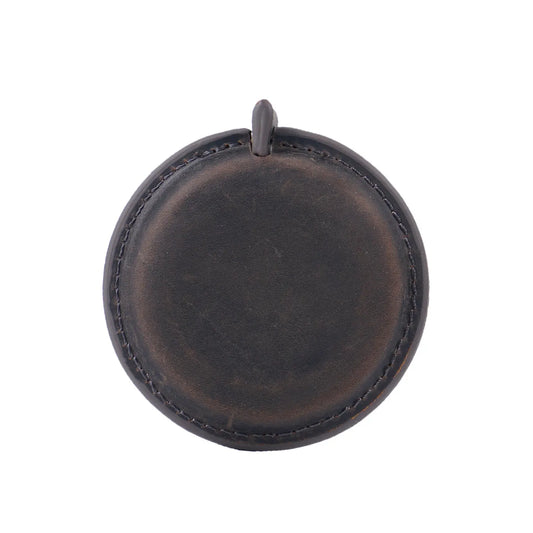 Coffee Handmade Crazy Horse Leather Retractable Tape Measure Keychain Dual Sided Scale 150cm/60" Mini Pocket Ruler for Sewing & Body Measuring
