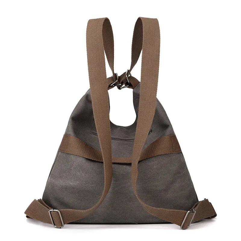 Purple Versatile 3-in-1 Canvas Backpack and Shoulder Bag Large Capacity Handbag for Women Ideal for Travel School and Everyday Use - Image 3