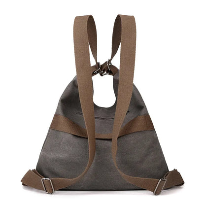 Purple Versatile 3-in-1 Canvas Backpack and Shoulder Bag Large Capacity Handbag for Women Ideal for Travel School and Everyday Use - Image 3