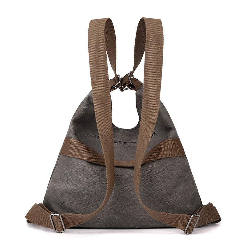 Black Versatile 3-in-1 Canvas Backpack and Shoulder Bag Large Capacity Handbag for Women Ideal for Travel School and Everyday Use - Image 3