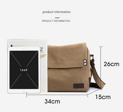 Brown Men's Large Capacity Canvas Messenger Bag Lightweight Multi-Pocket Crossbody Shoulder Bag for Work Casual Travel iPad Compatible - Image 3