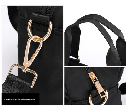 Black Women's Large Capacity Water-Resistant Nylon Handbag Multi-Compartment Crossbody Shoulder Bag for Work Travel and Daily Use 30cm - Image 4