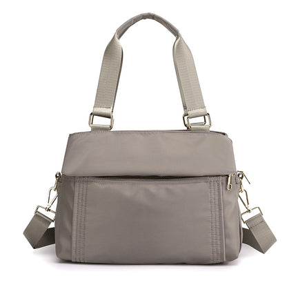 Grey Women's Large Capacity Water-Resistant Nylon Handbag Multi-Compartment Crossbody Shoulder Bag for Work Travel and Daily Use 30cm