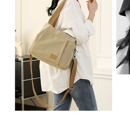 Grey Multi-functional Large Capacity Canvas Tote Bag - Versatile 3-Way Adjustable Shoulder and Crossbody Handbag for Work, Travel, and Daily Use - Image 4