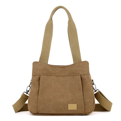 Coffee Multi-functional Large Capacity Canvas Tote Bag - Versatile 3-Way Adjustable Shoulder and Crossbody Handbag for Work, Travel, and Daily Use