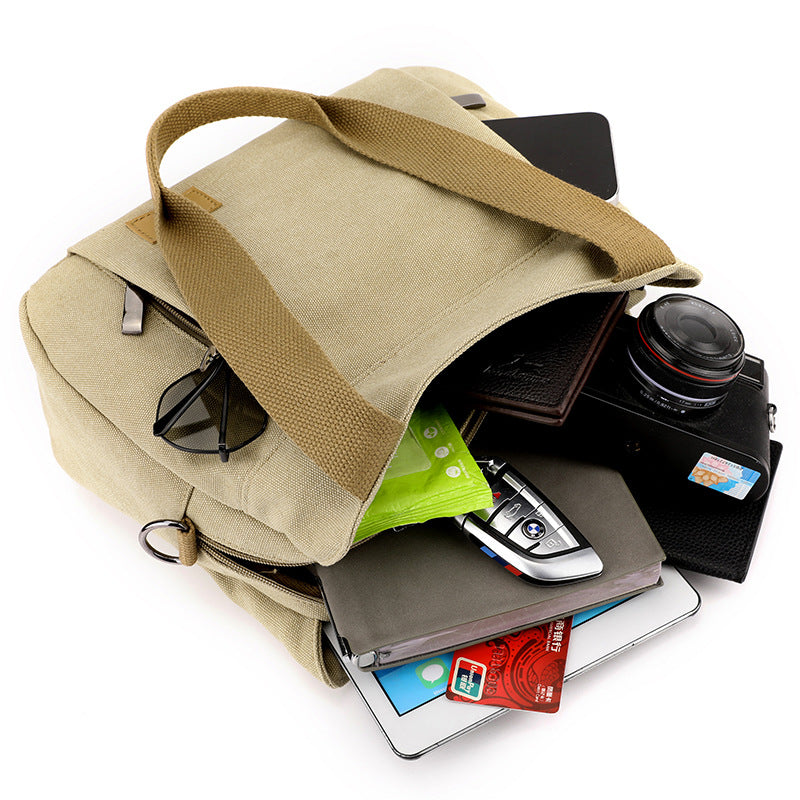 Coffee Multi-functional Large Capacity Canvas Tote Bag - Versatile 3-Way Adjustable Shoulder and Crossbody Handbag for Work, Travel, and Daily Use - Image 3
