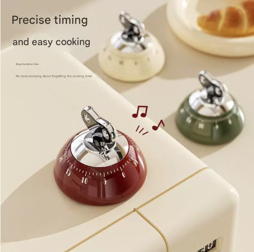 White Magnetic Mechanical Kitchen Timer - 60-Minute Visual Countdown Clock for Cooking, Study, and Kids Time Management - No Battery Required - Image 2