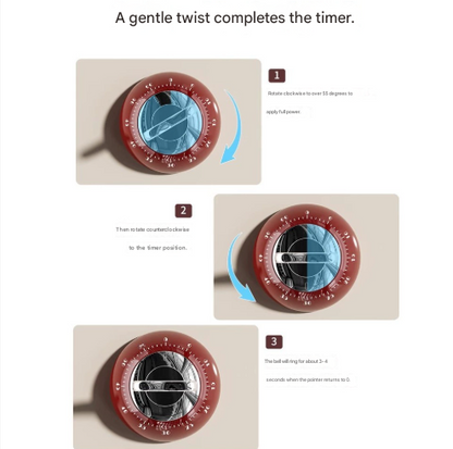 Red Magnetic Mechanical Kitchen Timer - 60-Minute Visual Countdown Clock for Cooking, Study, and Kids Time Management - No Battery Required - Image 3