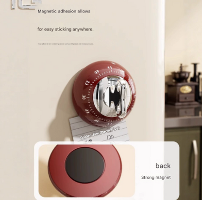 Red Magnetic Mechanical Kitchen Timer - 60-Minute Visual Countdown Clock for Cooking, Study, and Kids Time Management - No Battery Required - Image 4