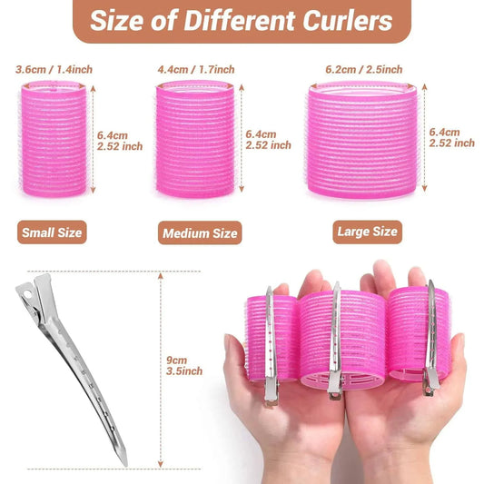 Black 50-Piece Professional Hair Roller Set - Multi-Size Self-Grip Velcro Rollers with Clips and Tail Comb - Complete Heatless Styling Kit for Voluminous Curls and Air Bangs - Image 2
