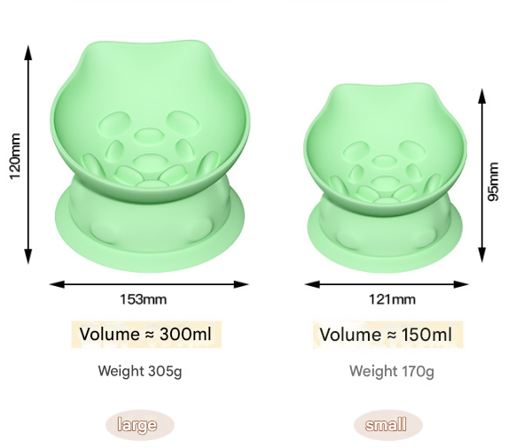 L Pink 2-Piece Elevated Silicone Pet Bowl Set - Slanted Neck Protection Cat Bowl with Anti-Slip Suction Base for Cats and Small Dogs - Image 2