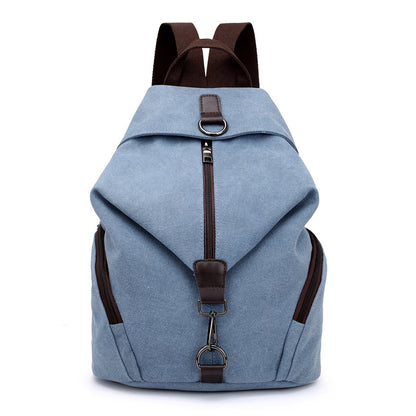 Light Blue Women's Vintage Canvas Backpack Casual Daypack Retro College School Bag Large Capacity Rucksack for Travel Work & Daily Use