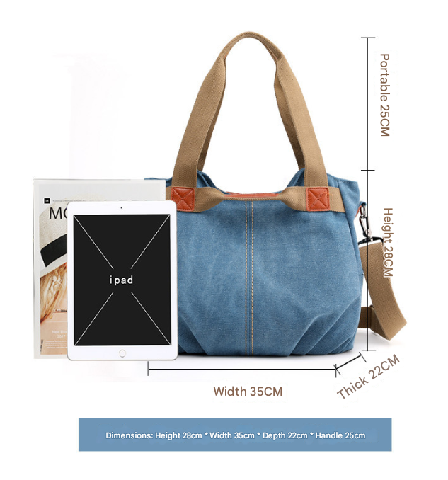 Pink Women's Retro Canvas Tote Bag Large Capacity Shoulder Handbag Adjustable Crossbody Strap 35cm for Travel Work & Daily Use - Image 3