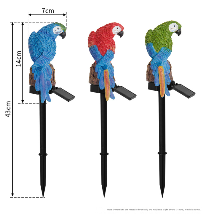 Red Solar Powered Parrot Garden Stake Lights - Hand-Painted Waterproof Resin LED Landscape Lamps for Outdoor Patio, Lawn, and Yard Decoration - Image 3