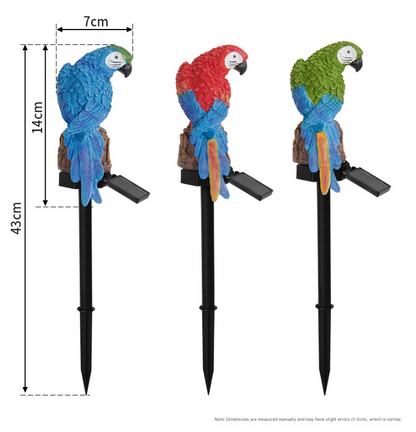 Green Solar Powered Parrot Garden Stake Lights - Hand-Painted Waterproof Resin LED Landscape Lamps for Outdoor Patio, Lawn, and Yard Decoration - Image 3