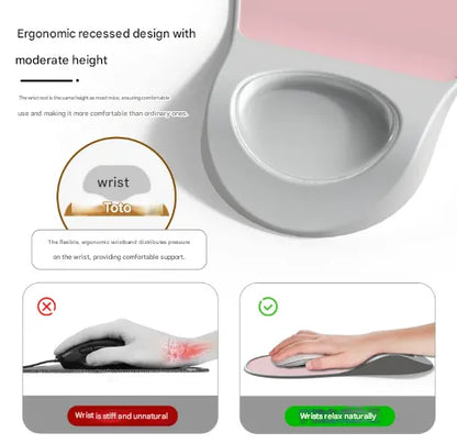 Black-white Ergonomic Mouse Pad with Wrist Rest Support Soft Silicone Concave Groove Design 32.5cm Non-Slip Mat for Home Office & Gaming - Image 2