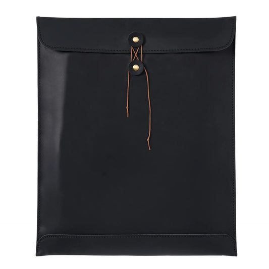 Black Premium Genuine Top Grain Leather A4 Document Folder - Vintage Handcrafted Portfolio Bag & File Organizer for Business and Office