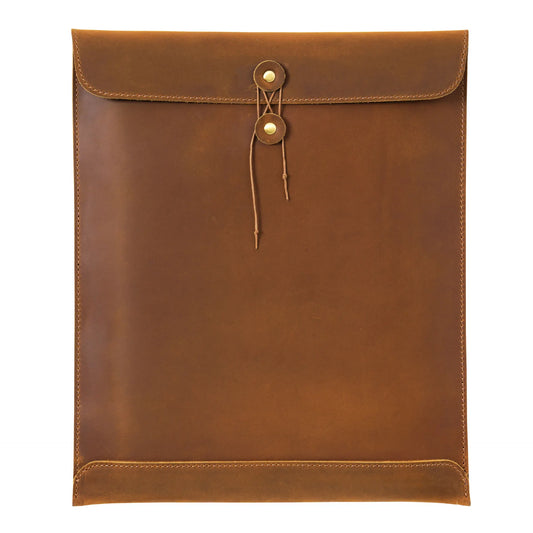 Brown Premium Genuine Top Grain Leather A4 Document Folder - Vintage Handcrafted Portfolio Bag & File Organizer for Business and Office