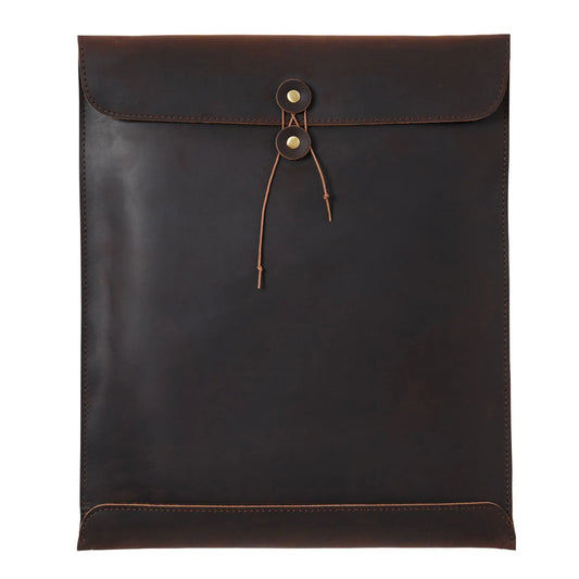 Coffee Premium Genuine Top Grain Leather A4 Document Folder - Vintage Handcrafted Portfolio Bag & File Organizer for Business and Office