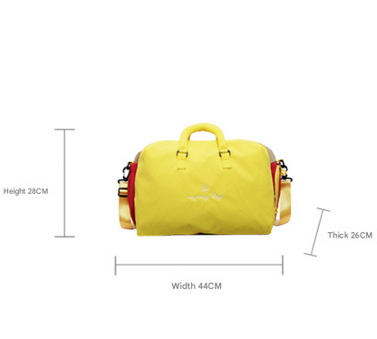 Yellow Color-Block Travel Bag - Large Capacity Women's Handbag for Leisure, Gym, and Weekend Trips - Versatile Shoulder & Crossbody Bag - Image 2