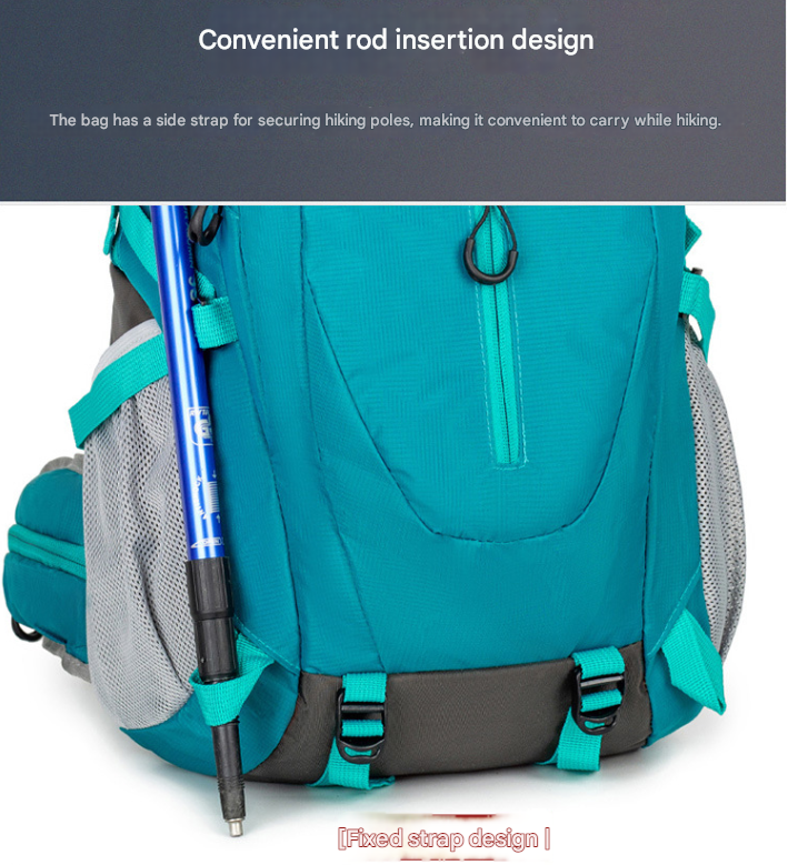 Grey Professional Large Capacity Hiking Backpack - Waterproof Lightweight Outdoor Trekking Rucksack with Hydration Port and Emergency Safety Whistle - Image 4