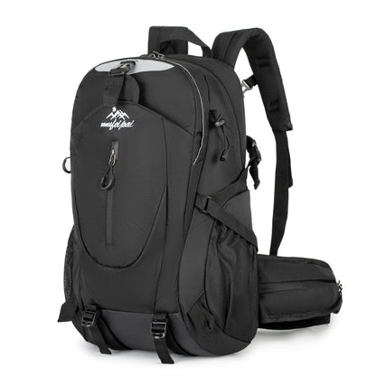Black Professional Large Capacity Hiking Backpack - Waterproof Lightweight Outdoor Trekking Rucksack with Hydration Port and Emergency Safety Whistle