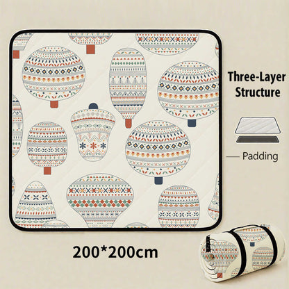 Hot-air Balloon Flight Extra Large 200x200cm Waterproof Picnic Mat - Portable Thickened Oxford Cloth Outdoor Camping Blanket for Beach, Parks and Family Outings