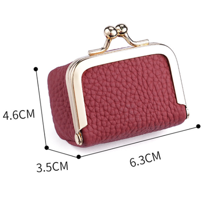 Wine Red Genuine Leather Mini Kiss-Lock Jewelry Pouch - Portable Travel Organizer for Rings, Earrings, Necklaces, and Coins - Image 2