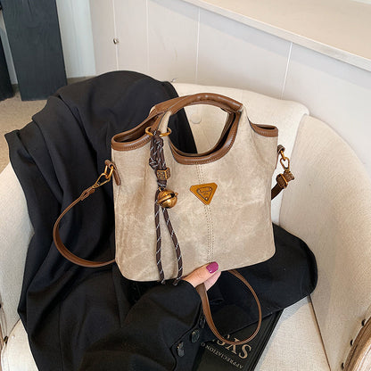 Brown Vintage Soft PU Leather Crossbody Handbag | Large Capacity Shoulder Tote | Unique Minimalist Design