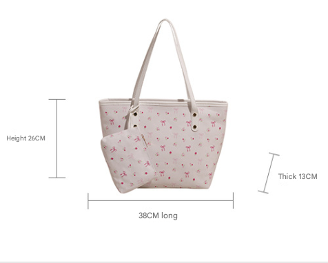 Pink Large Capacity Daily Commuter Tote Bag Set | Versatile Shoulder Handbag with Matching Pouch | 38cm Length Casual Carryall - Image 2