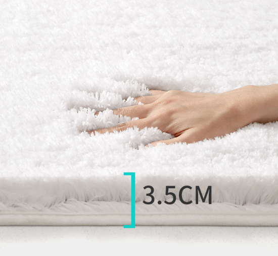 Light Grey 40*60cm Luxury 3.5cm Shag Bath Mat | Silver Ion Antibacterial Technology | Quick Dry Non-Slip TPR Bathroom Rug - Image 3