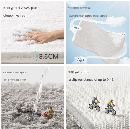 Light Grey 40*60cm Luxury 3.5cm Shag Bath Mat | Silver Ion Antibacterial Technology | Quick Dry Non-Slip TPR Bathroom Rug - Image 4