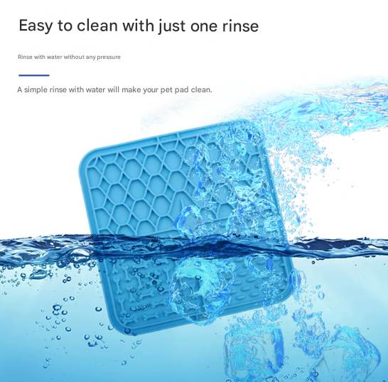 2PCS Blue 20 x 20 cm Silicone Pet Lick Mat | Multi-Zone Slow Feeder Pad with Suction Cups | Anxiety Relief Dog & Cat Bowl - Image 2