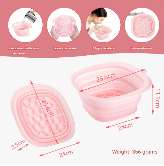 Green Collapsible Silicone Face Ice Basin | Portable Cold Therapy and Beauty Tool | Multi-Use Facial Spa - Image 2